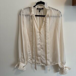 BCBGMaxAzria Ivory Pleated Top